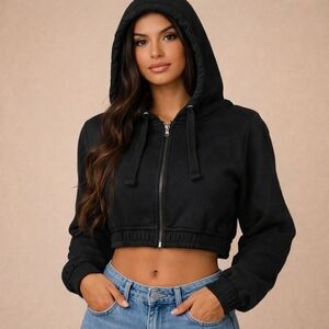 B Free Black Cropped Hoodie